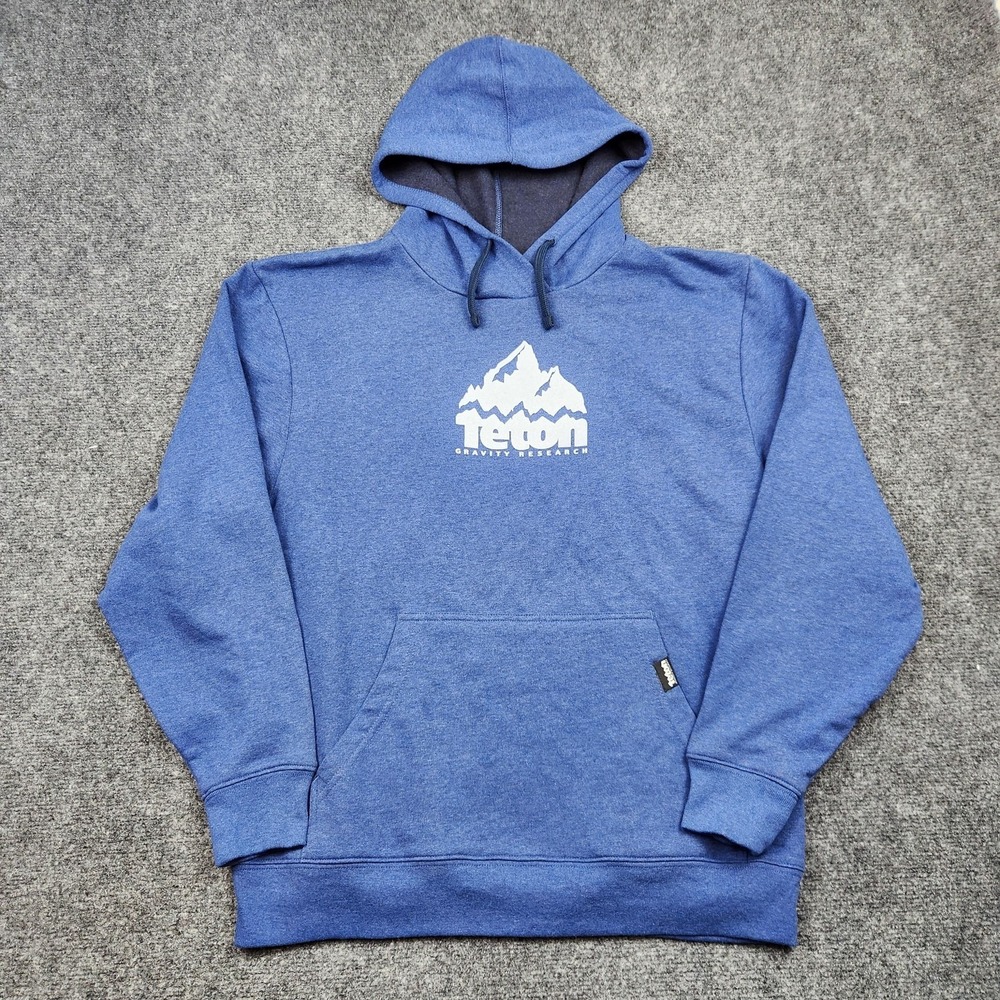 Teton Gravity Research Hoodie Sweatshirt‎ Mens Medium Blue Fleece Graphic